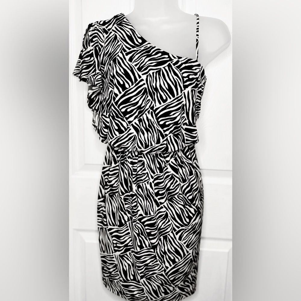 Zebra One Shoulder Mini Dress - Picture 10 of 11